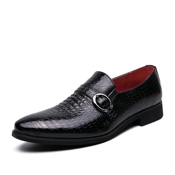 

summer business leather shoes personality embossing casual fashion all-match low-heeled men's dress, Black