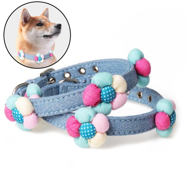 

arrival pu puppy dog colorful flower decoration collar cat neck strap necklace pet chain for pets chihuahua teddy collars & leashes