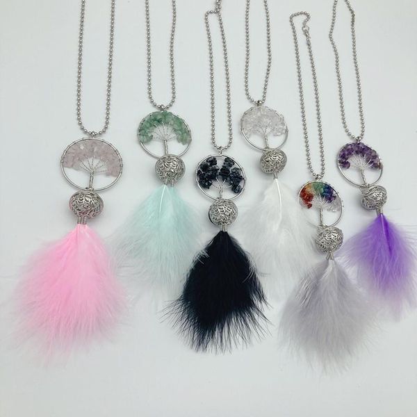 

pendant necklaces tree of life dream catcher feather necklace car, Silver