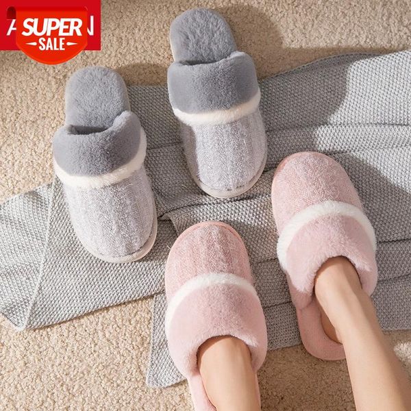 

asifn women's winter cute cotton slippers home warmth couples plush bedroom non-slip men women furry shoes zapatillas de mujer #jn9n, Black