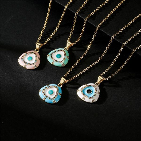 

pendant necklaces buy fashion colourful oil dripping evil eye for women girl gold chain cz necklace female party jewelry, Silver