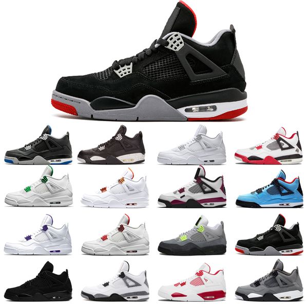 

man's basketball shoes 4s high cut black cat court purple university red neon bred alternate motorsport orange metallic white cement co