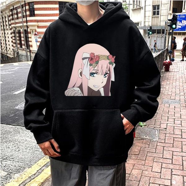 

men's hoodies & sweatshirts japanese anime darling in the franxx zero two kawaii sweatshirt harajuku cartoon costume winter oversized, Black