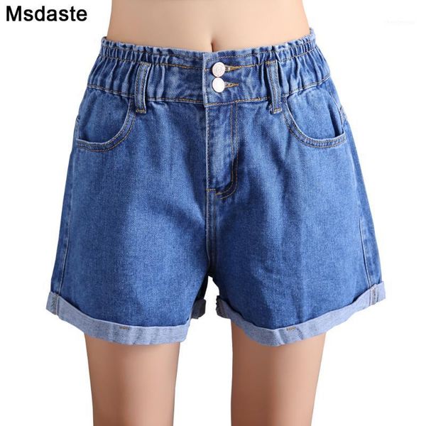 

women's jeans plus size women shorts high waist woman denim short pants 2021 casual wide leg jean trousers mom, Blue