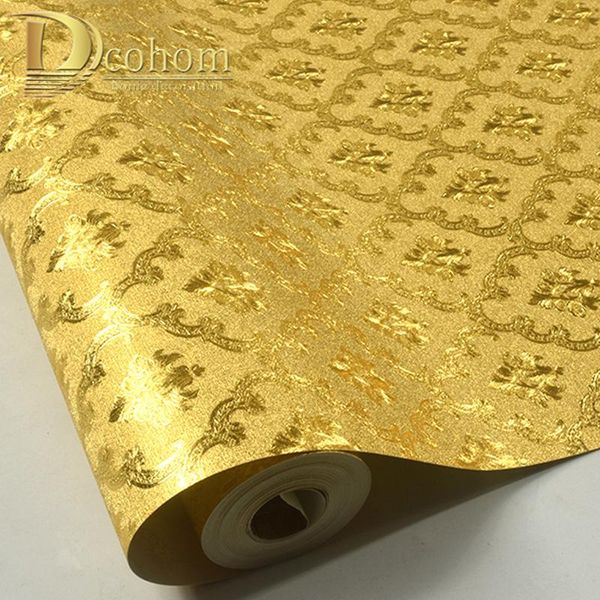

wallpapers waterproof luxury striped wallpaper home decor modern wall coverings 10m roll damask metallic glitter gold foil paper