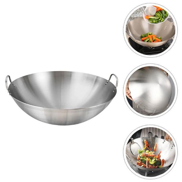 

pans 1pc household frying pan wok binaural kitchen cooking pot