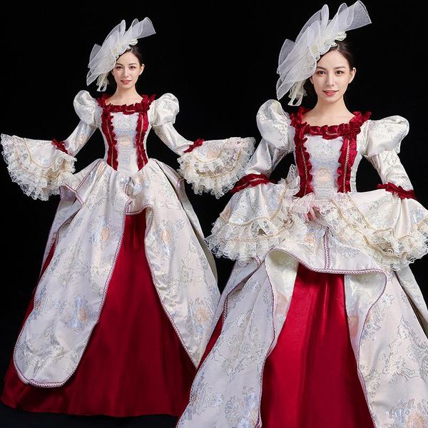 

casual dresses 2021 autumn winter retro stage show party dress red long flare lace ball gowns for women, Black;gray