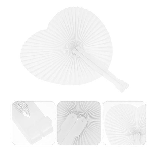 

other home decor 20pcs white folding fans round and heart shaped handheld paper