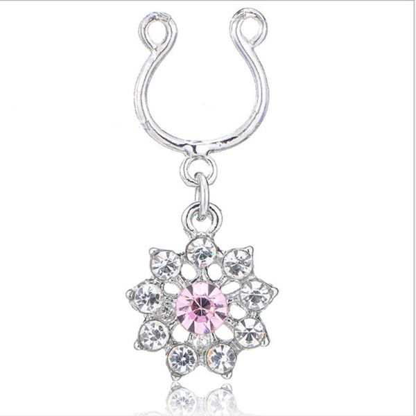 

d0589 clear stone nipple ring, Silver