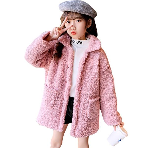 

jackets girls fur coat solid color coats thick warm children's winter autumn clothing 6 8 10 12 14, Blue;gray