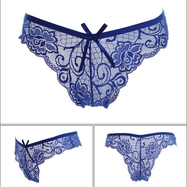 

women's panties lace flower transparent temptation bow low waisted antibacterial cotton underwear, Black;pink