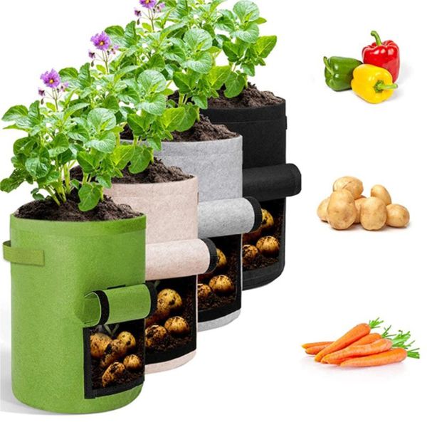 

1pcs vegetable plant grow bag planting container garden supplies thicken pot pe cloth diy potato planter planters & pots