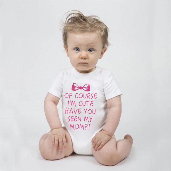 

rompers of course i' cute have you seen my mom born baby bodysuit romper short sleeve boy girl onesie body infant clothes, Blue