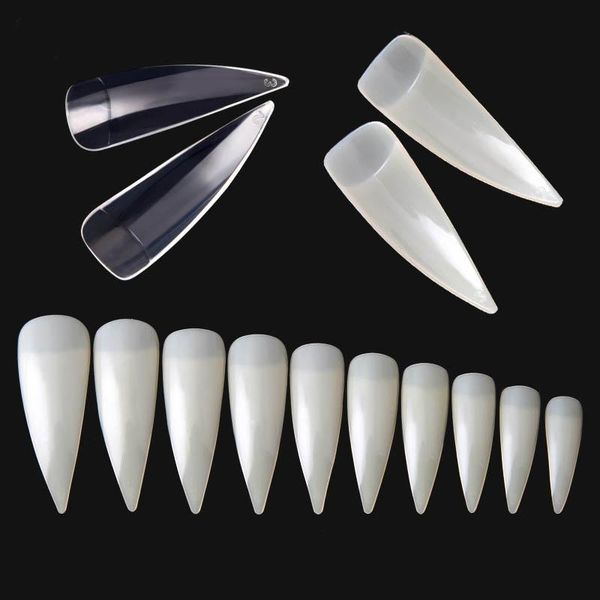 

false nails 600pcs half cover eagle claw nail tips natural/clear sharp fake abs long stilettos fashion girls hand decoration ne, Red;gold