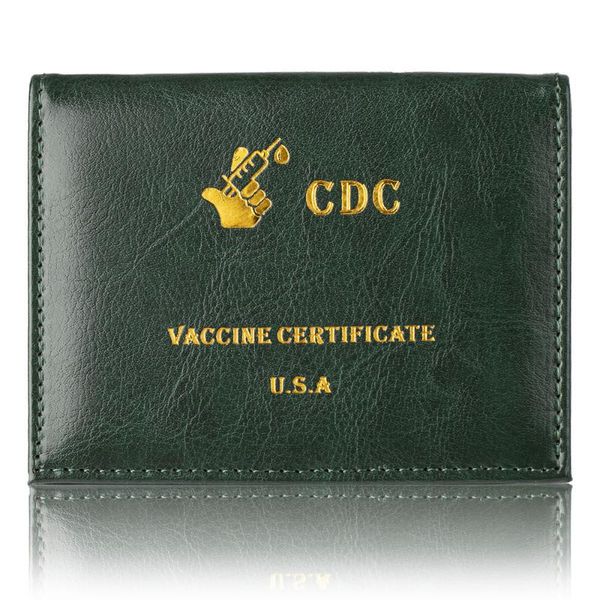 

card holders usa vaccine holder cdc pu protective case 4x3 vaccination record certificate leather, Brown;gray