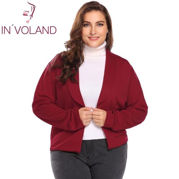 

women's suits & blazers in'voland women blazer coat plus size xl-5xl autumn winter shawl lapel long sleeve open front casual jacke, White;black