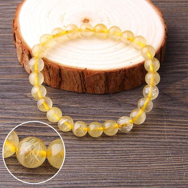 

beaded, strands natural round ball beaded bracelets circle stretch citrines yellow crystal quartz stone wristband women gift wholeasle, Black