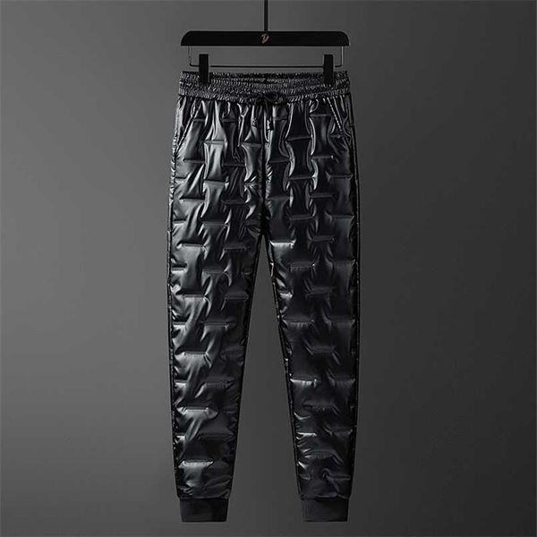 

men's winter outdoor down pants men solid parsimony versatile windproof keep warm pants duck down thicken waterproof trousers 211119, Black