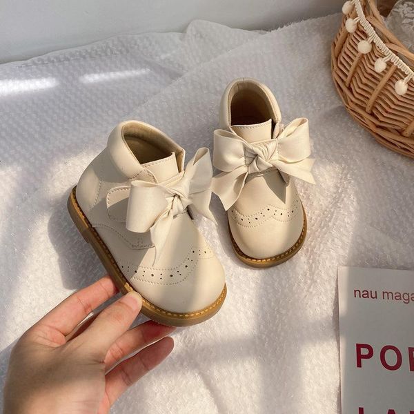 

korean brand fall/winter 2021 bow girls' boots princess children' quality sweet toddler girl, Black;grey
