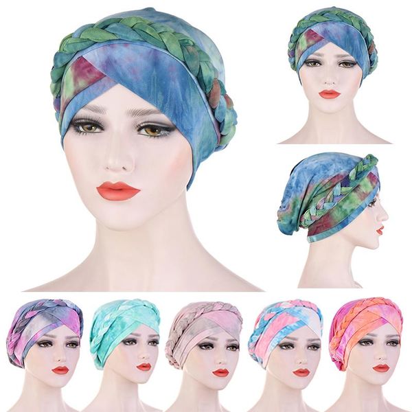 Ethnische kleidung baumwolle muslimisch turban schal für frauen islamische innere hijab druckkappe headwear kopf araber wrap hut haarschmuck