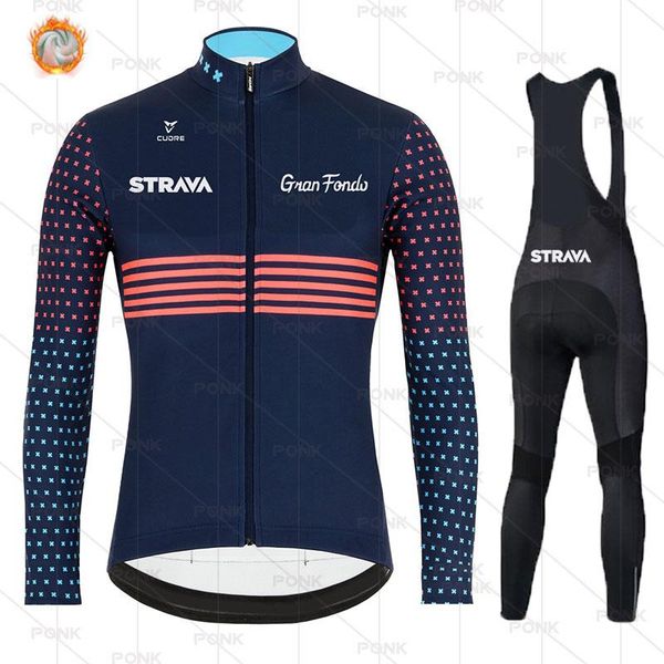 

racing sets 2021 winter fleece cycling jersey men strava pro bike uniform long clothing suit ropa ciclismo mtb bicycle jerseys set, Black;blue