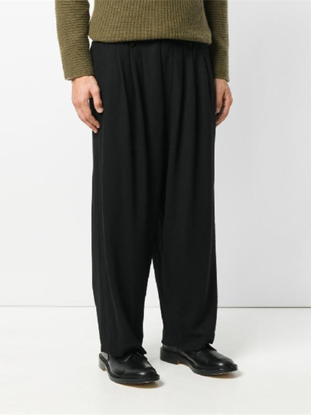 

men's pants autumn and winter loose straight casual trousers floor-sweeping youth fashion pure color wide-leg, Black