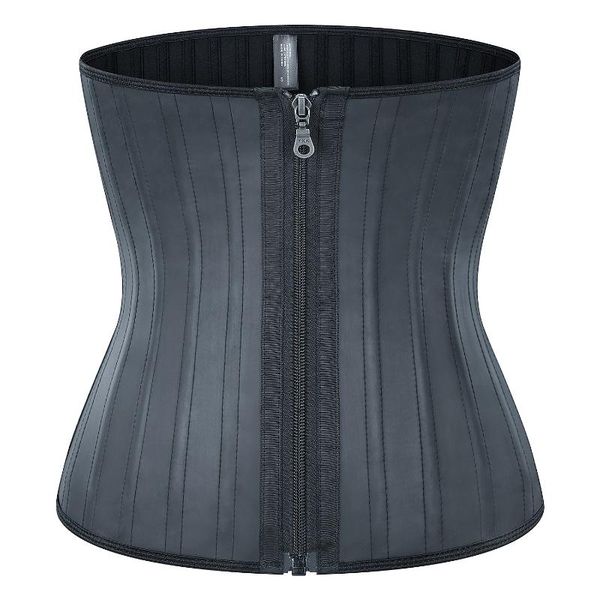 

women's shapers 6xl modeling strap corset latex waist trainer with zipper belly slimming sheath belt cincher 25 steel bones body shaper, Black;white
