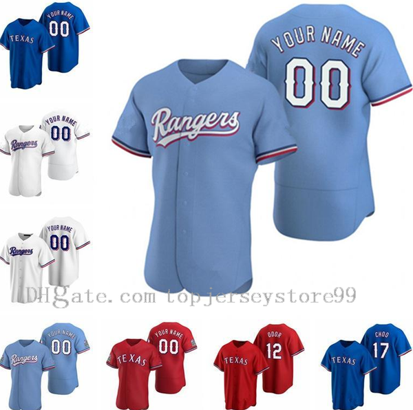 

2021 texas gallo jersey 12 rougned odor 7 ivan rodriguez 11 ronald guzman elvis andrus nick solak nomar mazara kolby allard baseball jersey, Blue;black