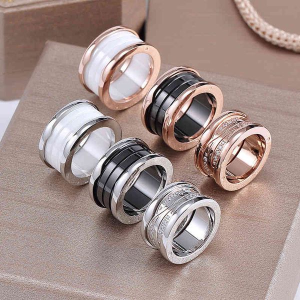 

design jewelry baojia titanium steel black white ceramic ring new plated rings for men and women electroplating rose gold jewelry factory, Silver