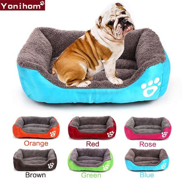 

s-xl 6 colors pet sofa dog beds waterproof bottom soft fleece warm cat bed house petshop cama perro mats kennels & pens