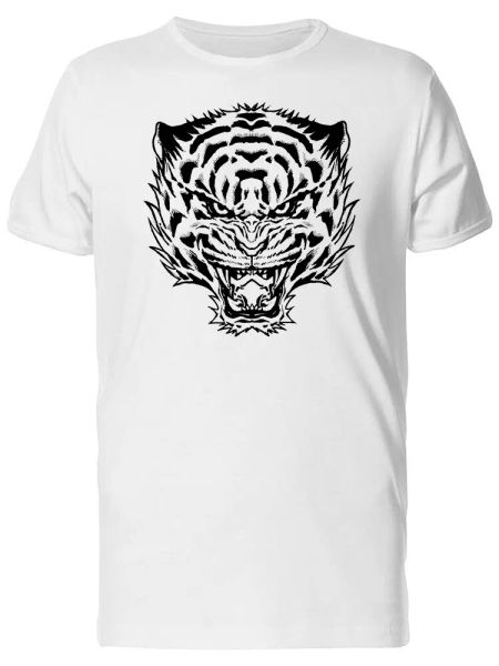 

Sketch Of An Angry Tiger Head Men's Tee -Image by Shutterstock, White;black