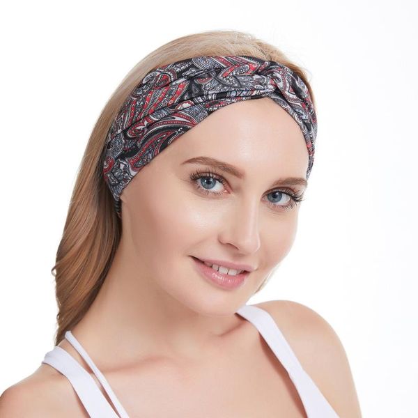 

paisley printing hair bands for women boho retro knot cross headbands yoga spa sports running exercise bandana head accessories