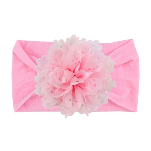 

boutique princess chiffon flower with wide nylon headbands children girls turband headwraps hair accessories, Slivery;white