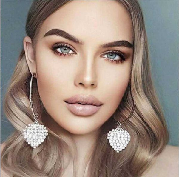 

hoop & huggie ring earrings exaggeration love flash of light rhinestone alloy female jewelry, Golden;silver