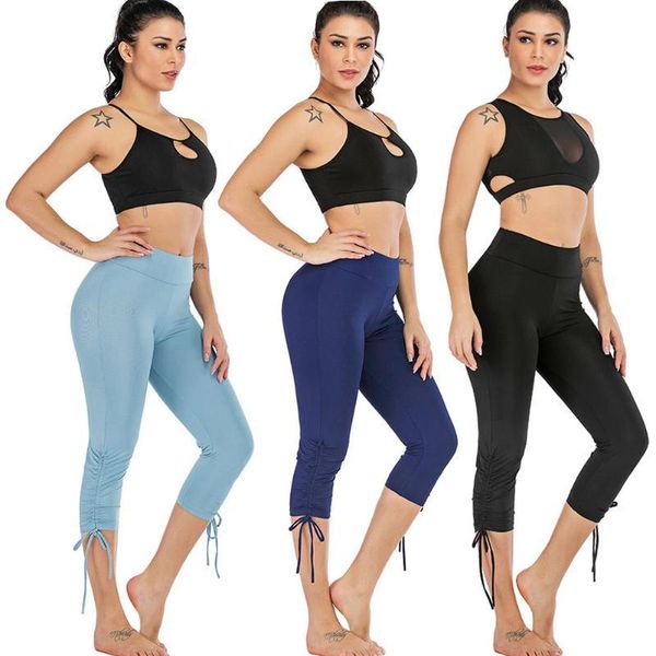 

yoga outfits women sports leggings elastic drawstring seven pants plus size energy seamless gym girl, White;red