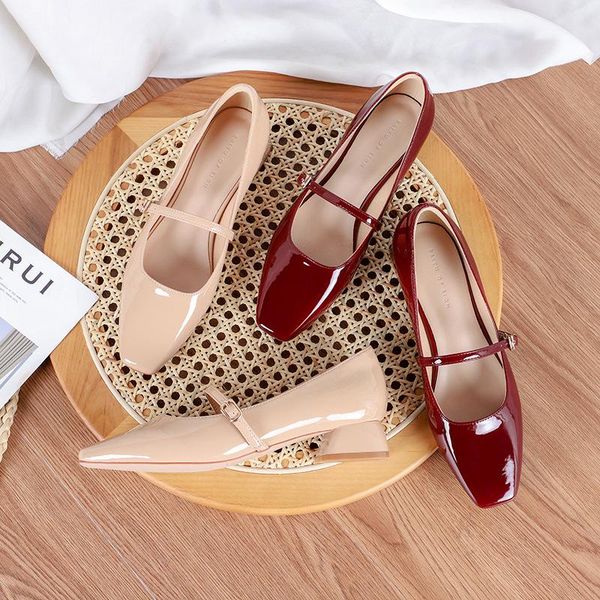 

sandals fashion womens shoes 2021 square toe elastic band block heels suit female beige med mary jane luxury leather slip-on com, Black