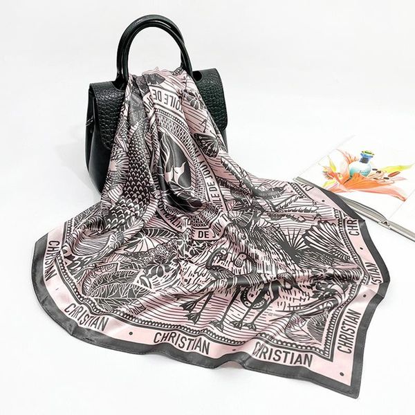 

scarves bohemia 90*90cm square silk scarf women fashion wrap shawl bandana party banquet neckerchief headscarf foulard female gift, Blue;gray