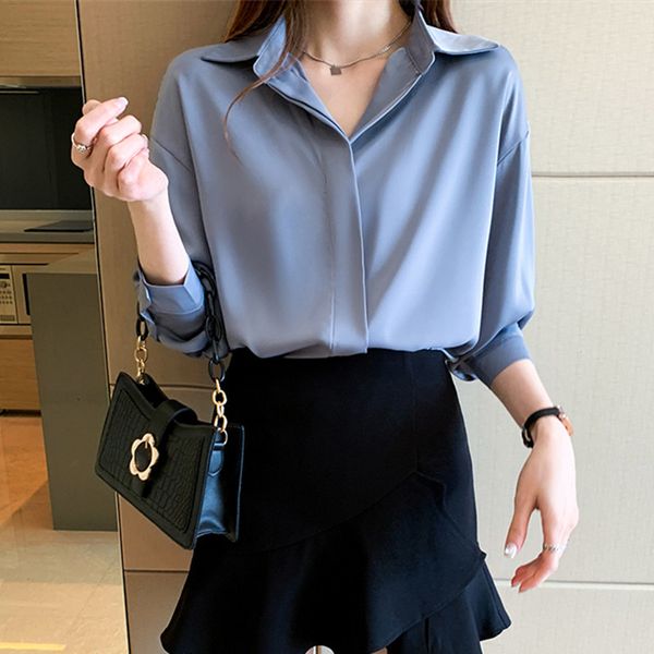 

korean women shirts chiffon blouses long sleeve woman white ladies plus size blouse xxl 210427