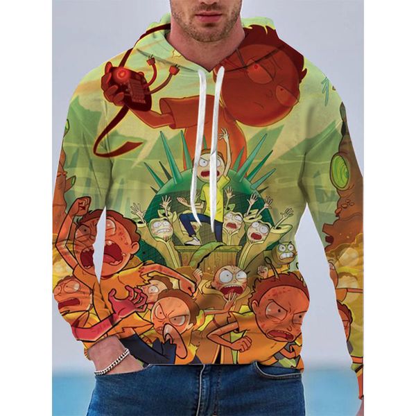 

letter printing men 3d printing hoodie visual impact party punk goth round neck american sweater hoodie, Black