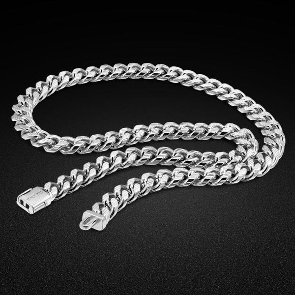 

chains 10mm men's real 925 sterling silver necklace pattern cuban chain 50-65cm classic hip hop style accessories party fine jewelry