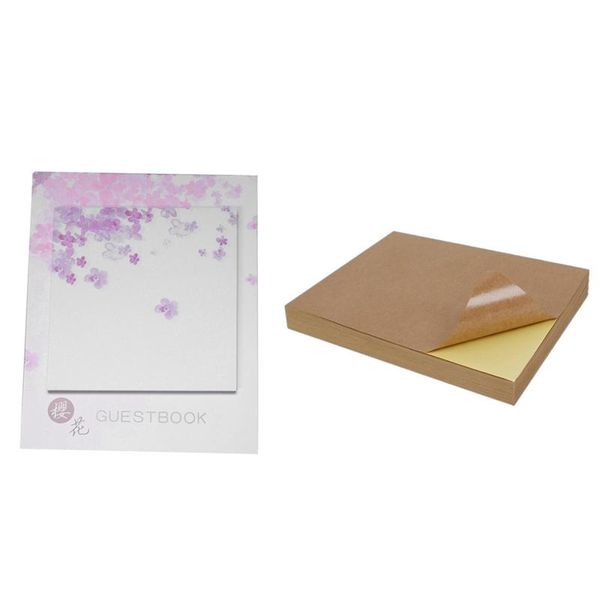 

gift wrap 4 pcs cute kawaii cherry blossoms memo pad sticky notes sticker & 100 sheets a4 size blank kraft adhesive