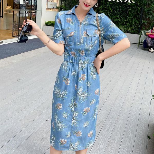 

two piece dress summer 2021 temperament v-neck fashion printing heavy industry washing water show thin tencel jeans, White