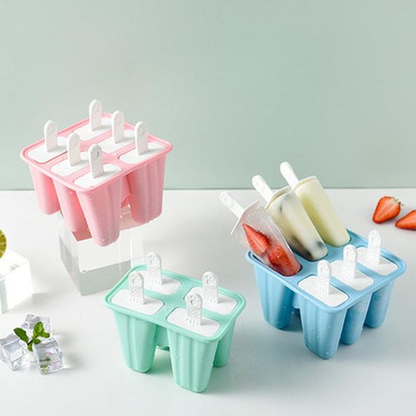 

4/6 cells diy ice lolly cream molds tray rectangle shaped pops stick makers mould cube baking moulds