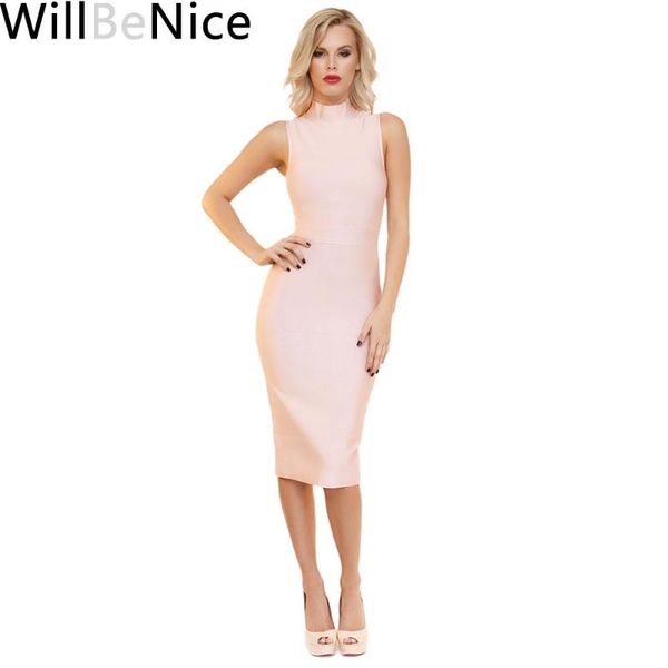 

willbenice summer women bandage dress party fashion turtleneck sleeveless bodycon vestidos wholesale 2021 casual dresses, Black;gray