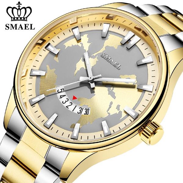 

wristwatches smael watch business stainless steel men clock waterproof quartz mens watches analogue luminous wristwatch, Slivery;brown