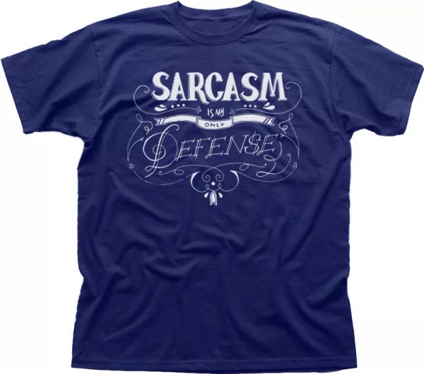 

SARCASM is my only defense fathers day funny navy printed t-shirt 09867, White;black