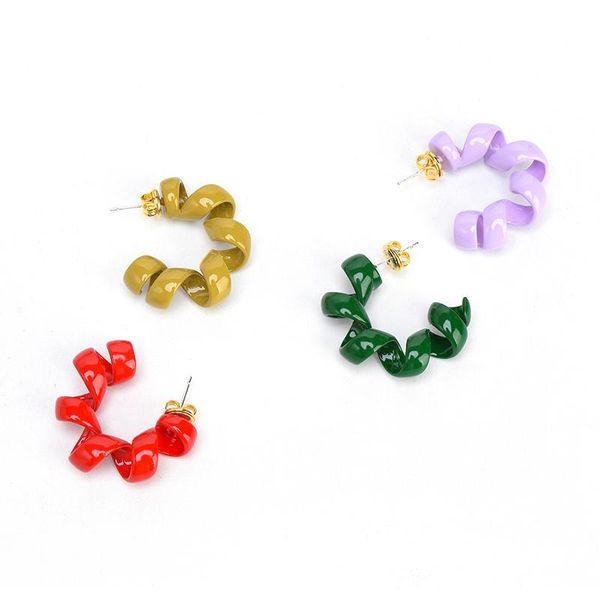 

hoop & huggie celin earrings for women jewelry 2021 trend luxury botte accessories telephone wire ready stock, Golden;silver