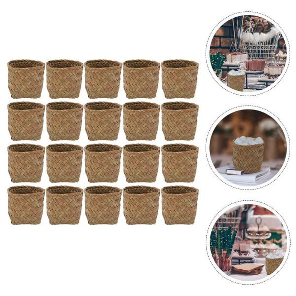 

gift wrap 20 pcs wedding candy storage box straw woven natural boxes