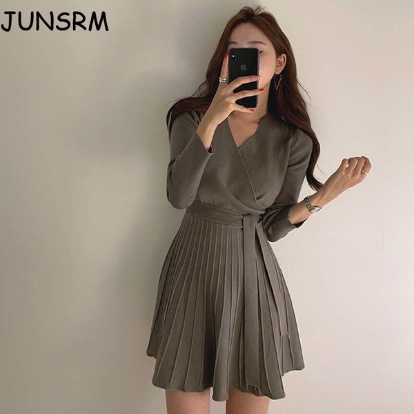 

knits garment knitted bandage long black sukienka wrap mini dress woman neck ladies, White