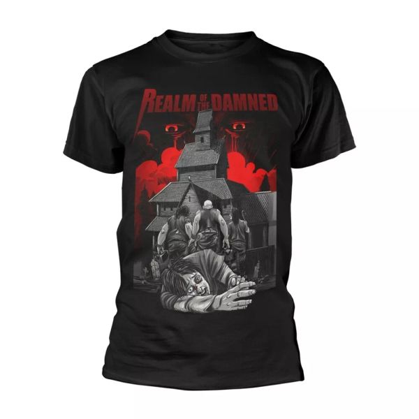 

realm of the damned church licensed men t-shirt, White;black